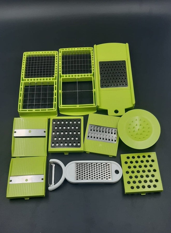 Ganesh Plastic Fruit & Vegetable Chopper Slicer Dicer Grater 14 in 1 (Green) - Image 3